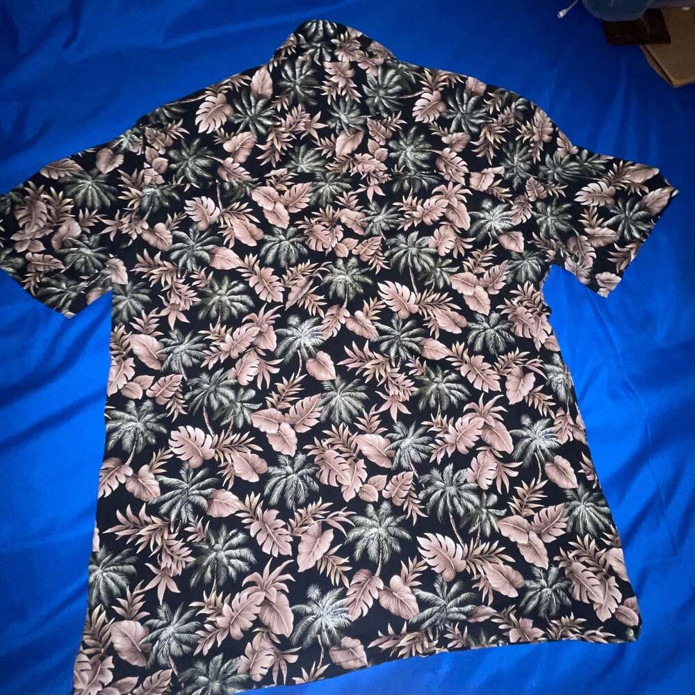 Island Shores Men's Tropical Leaf Print Short Sleeve Button Down Shirt Size S - Picture 7 of 8